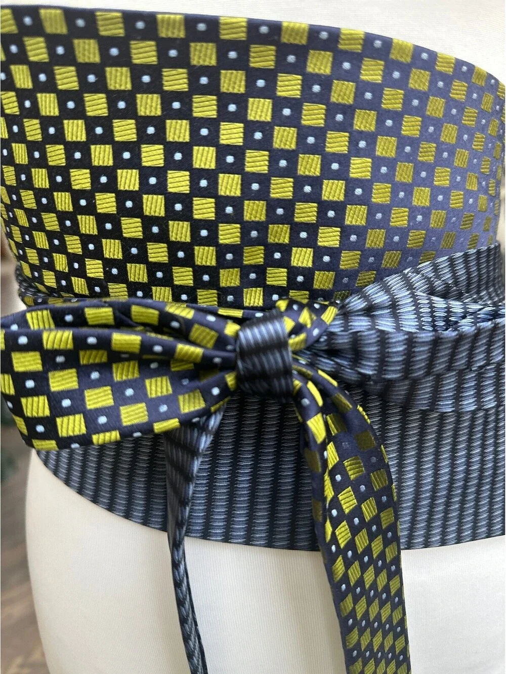 Upcycled Silk Necktie Obi Belt | Handmade Corset Style Belt | One-of-a-Kind | OS